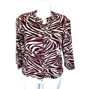 NWT COLDWATER BROWN & TAN ZEBRA PRINT LINEN JACKET - 10